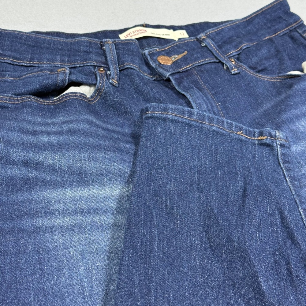 Levi Strauss Signature Womens Mid Rise Skinny Jeans Dark Wash Blue Size 12 W31